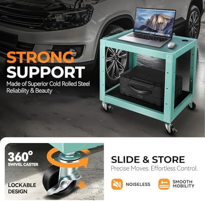 auto dynasty adjustable av cart w/power strip, 4, side view