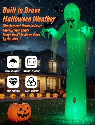 Elegear 12FT Gauze Ghost Halloween Inflatable, Motion-Activated Sounds