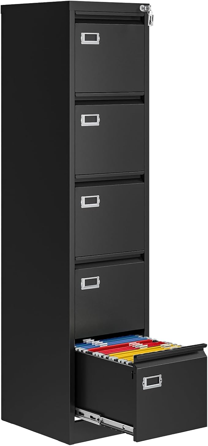 5 Drawer File Cabinet with Lock, Metal Filing Cabinets by AFAIF