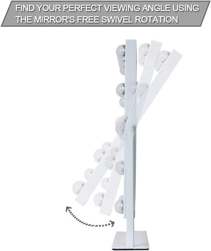 Waneway Lighted Dresser Mount Vanity Mirror with 12 x 3W Dimmable LED Bulbs and Touch Control Design, Hollywood Style Makeup Cosmetic Mirrors with Lights, White