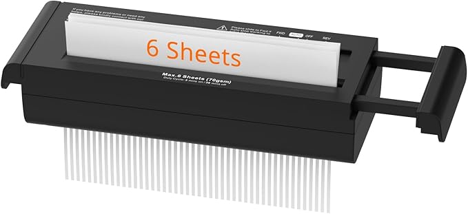 Small Paper Shredder for Home, 6 Sheet Strip Cut Paper Shredder Without Basket by SuntikoShredderLaminator