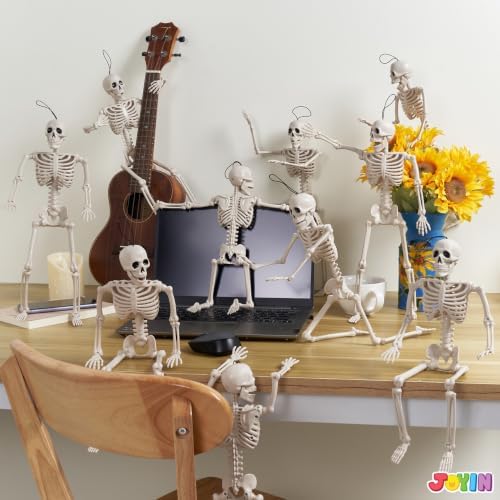JOYIN 5 PCS Posable Halloween Skeleton Decor 16 Inches, Full Body Posable Joi...