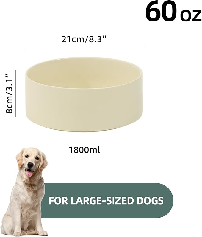 Ceramic 8.2inch Dog Bowl for Large-Breed Dogs, Anti-Slip and Weighted Pet Food - Image 2