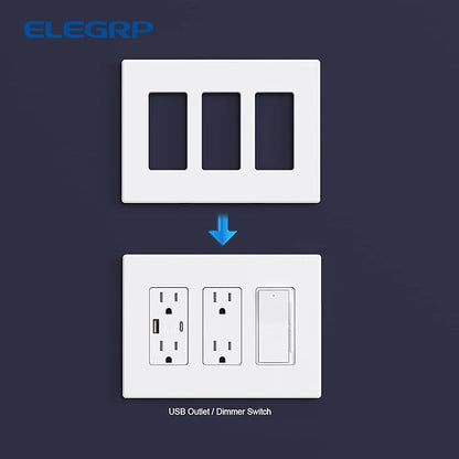 ELEGRP 3-Gang Screwless Decorative Wall Plates, Mid-Size Unbreakable - Image 5