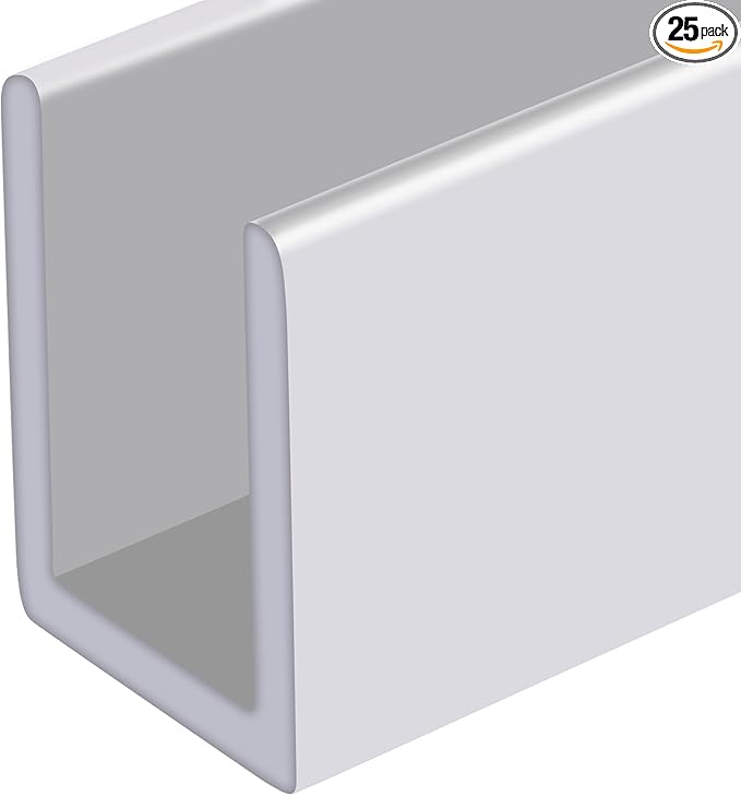 Brixwell SDCD38W-CCP72-XCP25 White 3/8" Fixed Panel Shower Door Deep U-Channel by Brixwell