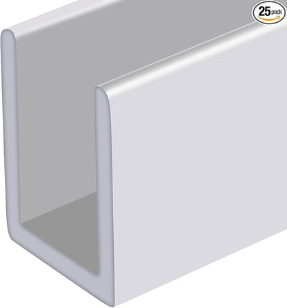 Brixwell SDCD38W-CCP72-XCP25 White 3/8" Fixed Panel Shower Door Deep U-Channel by Brixwell