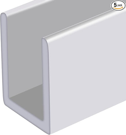 Brixwell SDCD38W-XCP5 White 3/8" Fixed Panel Shower Door Deep U-Channel by Brixwell
