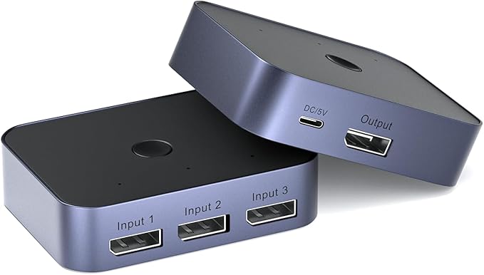Y.D.F 8K@60Hz DisplayPort Switcher 3 in 1 Out DP1.4 32.4Gbps Data Transfer by YDF