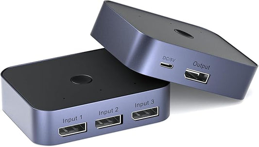 Y.D.F 8K@60Hz DisplayPort Switcher 3 in 1 Out DP1.4 32.4Gbps Data Transfer by YDF