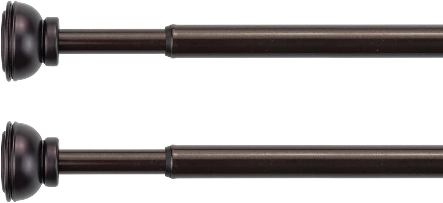 KXLIFE 2 Pack Spring Tension Rod Adjustable 22-36 Inches, Bronze | 1/2-inch Decorative Tension Drapery Rod, Tension Mounted, Non-Slip, for Window, Kitchen, RV, Doorway