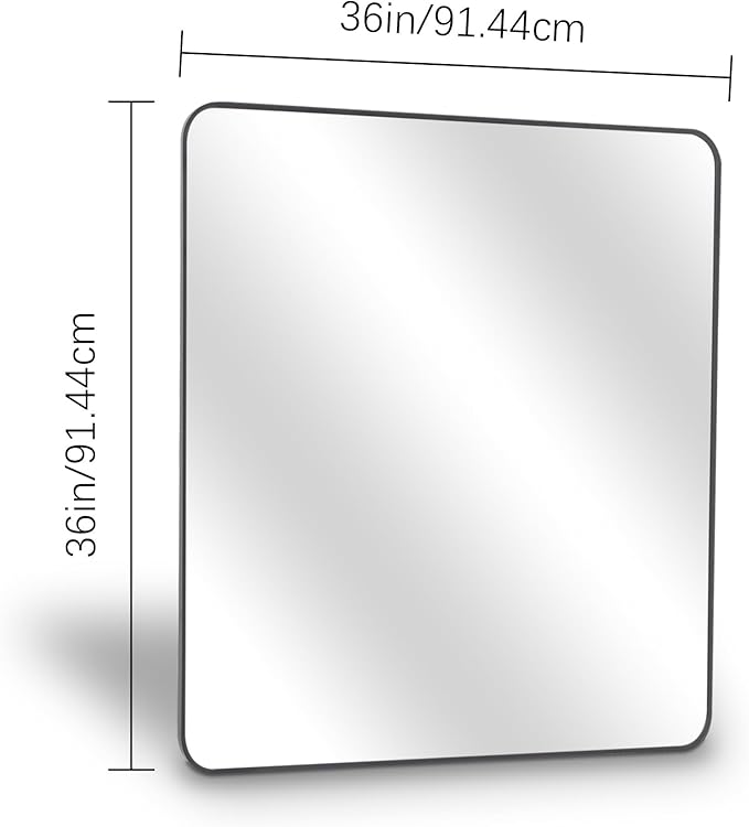 36" x 36"Bathroom Mirror, Matte Black Wall Mirror - Image 6