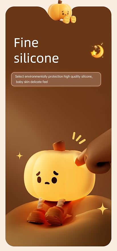 ATSUI Pumpkin Night Light, Halloween LED Squishy Novelty Lamp, Food Grade - Image 6