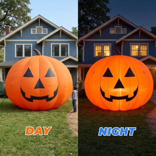 Giant 15Ft Halloween Inflatables Pumpkin Decorations, Blow Up Yard Decoration...