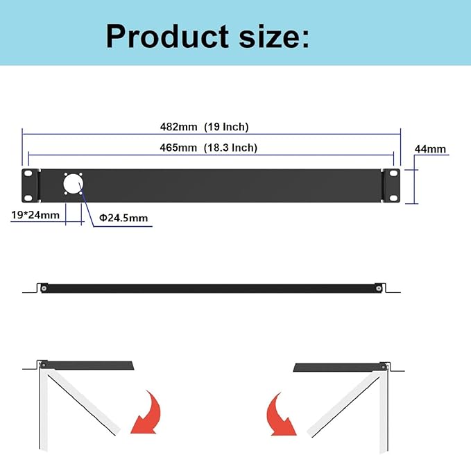 QiaoYoubang 1U Hinged Rack Panel 1D XLR HDMI Audio Rack Mount Panel - Image 2