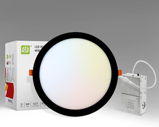 ASD 1 Pack 11/12 Inch LED Recessed Lighting 24W, 5 CCT 2700K-5000K CRI90+ by ASDLightingCorporation