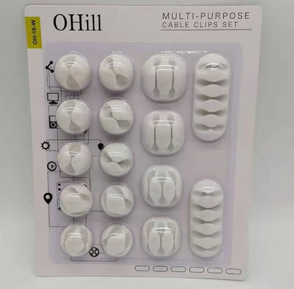 OHill Desk Cable Management Cord Organizer, 16 Pack White Self Adhesive Cord - Image 6