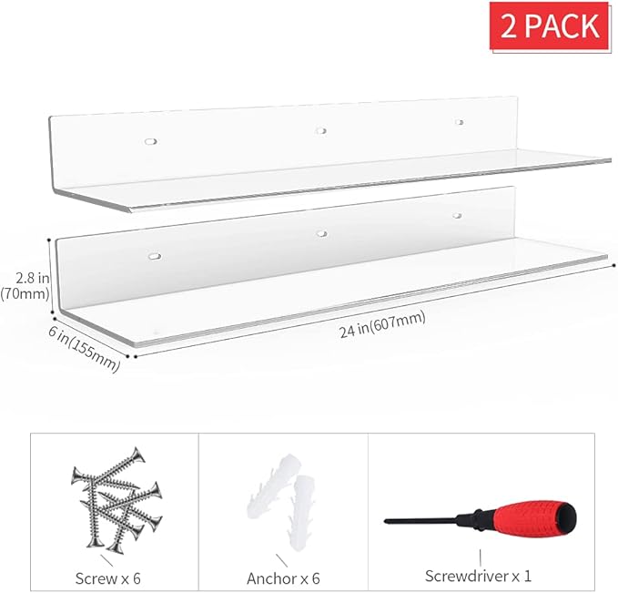 24 Inches Clear Floating Shelves - Image 3