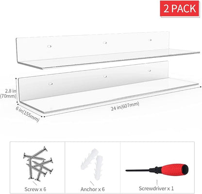 24 Inches Clear Floating Shelves - Image 3