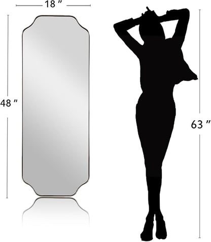 ANDY STAR 18" x 48" Full Length Wall Mirror, Large Brushed Nickel Bathroom - Image 2
