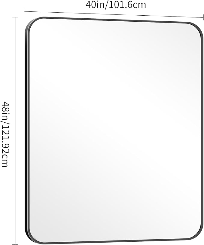 40" x 48"Bathroom Mirror, Matte Black Wall Mirror - Image 6