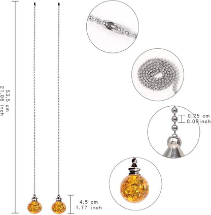 Amber Pull Crystal Glass Ice Cracked Ball Pull Chain - Image 2