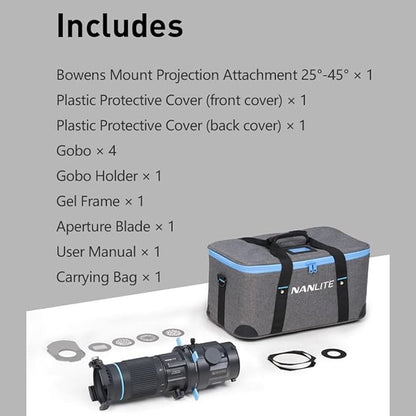 NANLITE Bowens Mount Projection Attachment 25°-45° Optical Snoot Photography - Image 7