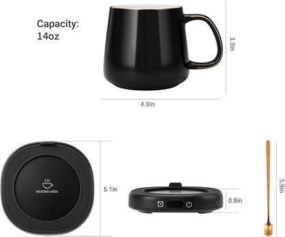 Coffee Mug Warmer & Simple Pure Black Mug Set, Electric Cup Warmer - Image 8