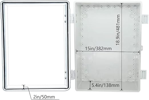 Co. ABS Waterproof IP67 15.75" x 19.68" x 7.87" Clear Cover Hinged Electronics - Image 3