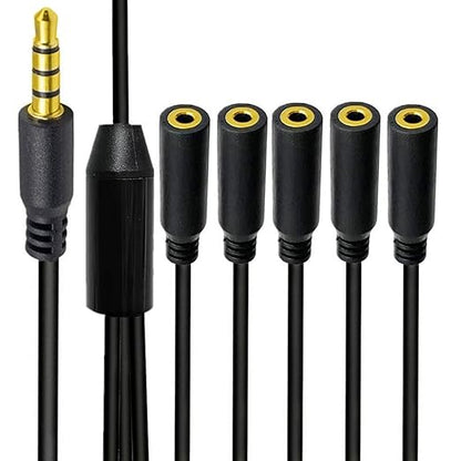 MysRuida 1.6ft 1/8” 3.5mm TRRS Extension Stereo Audio Cable, 1 Male to 5 Female - Image 2