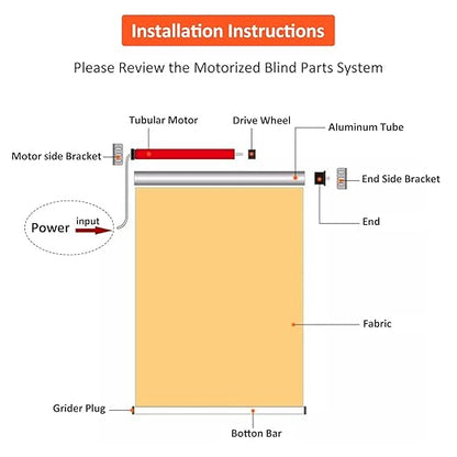Rollerhouse 12V DIY Electric Roller Blind/Shade Tubular Motor Kit, Hard Wired - Image 8