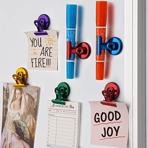 FINDMAG 12 Pack Fridge Magnets, Colorful Magnetic Clips for Fridge Notes | Magnetic Clips for Refrigerator, Picture, Cruise, Sculptural Picture Frame, Heavy Duty Decorative Clip Magnets for Fridge