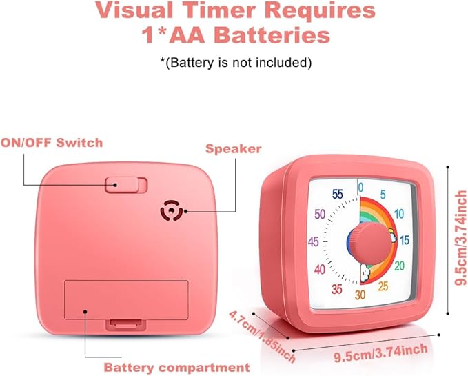 MEPHILIMIA Visual Timer for Children, 60 Minute Countdown for Classroom - Image 2
