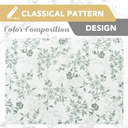 H.VERSAILTEX Linen Blend Curtains for Living Room Printed Floral Curtain Grommet Farmhouse Flower Patterned Drapes Window Treatment Panels Set of 2 Panels, 52" W x 84" L, Retro Floral - Sage