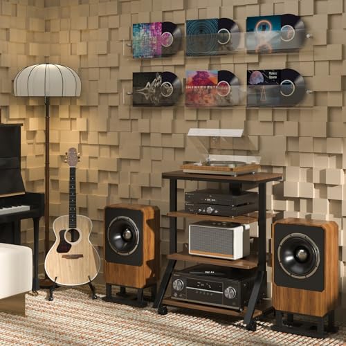 rfiver 4-tier av media stand with wheels, mobile, front angle view