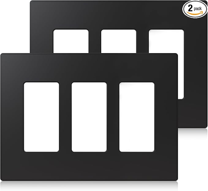 ELEGRP 3-Gang Screwless Decorative Wall Plates, Mid-Size Unbreakable by ELEGRP%7CELEGROUP