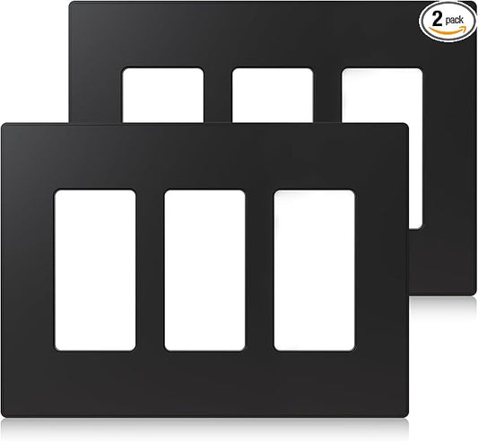 ELEGRP 3-Gang Screwless Decorative Wall Plates, Mid-Size Unbreakable by ELEGRP%7CELEGROUP