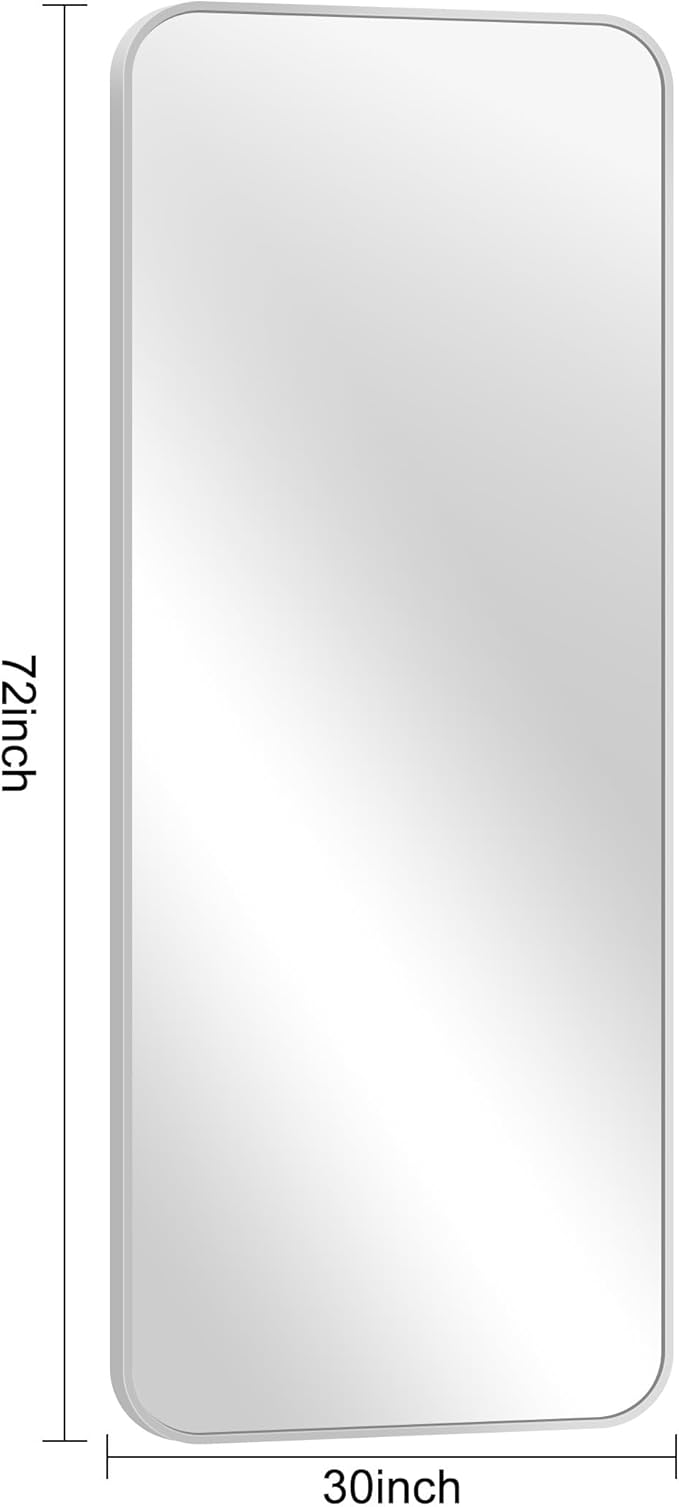 Silver Bathroom Mirror, 72 x 30 Inch Large Rectangle Mirror, Rectangular Vanity - Image 9