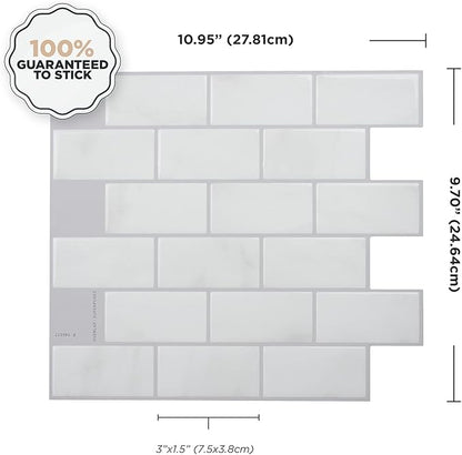 SMART TILES Peel and Stick Backsplash- 10 Sheets of 10.95" x 9.70" - Image 4