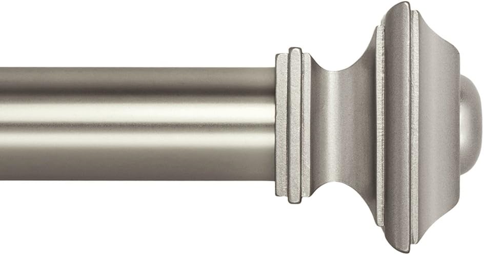 Ivilon Drapery Treatment Window Curtain Rod - Square Design 1 1/8 Rod. 48 to 86 Inch. Satin Nickel