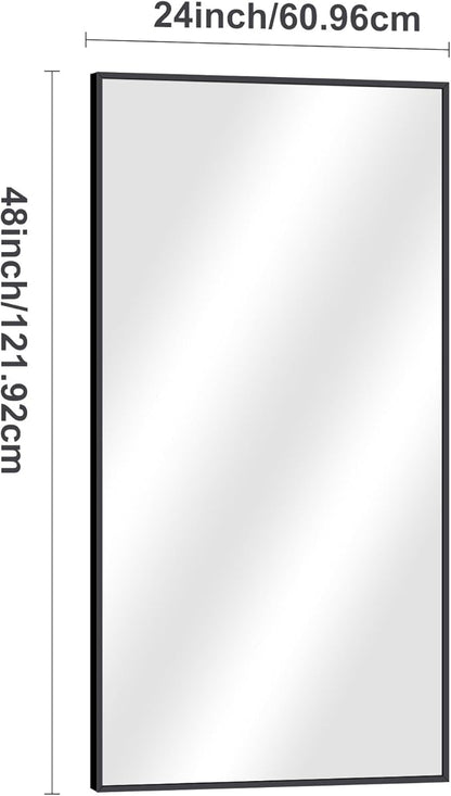 Black Bathroom Mirror for Wall, 24x48 Inch Rectangle Mirrors - Image 6