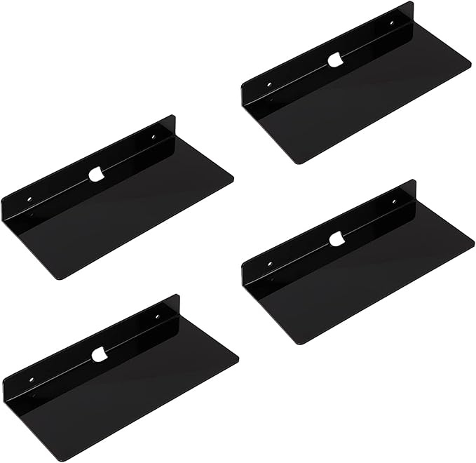 IEEK 4 PCS Small Acrylic Floating Wall Shelves, 9 Inch Adhesive Display Shelf by IEEK
