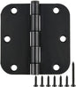 3 Pack Interior Matte Black Door Hinges Rounded 3.5 Inch x 3 1/2" Indoor Heavy by TDCHINGES