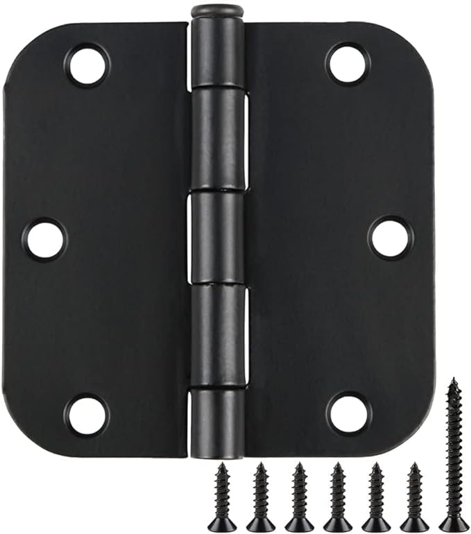 108 Pack Rounded Matte Black Door Hinges 3.5 Inch 5/8" Radius by TDCHINGES