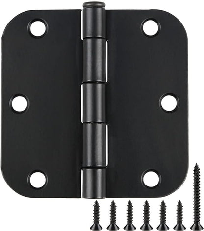 108 Pack Rounded Matte Black Door Hinges 3.5 Inch 5/8" Radius by TDCHINGES