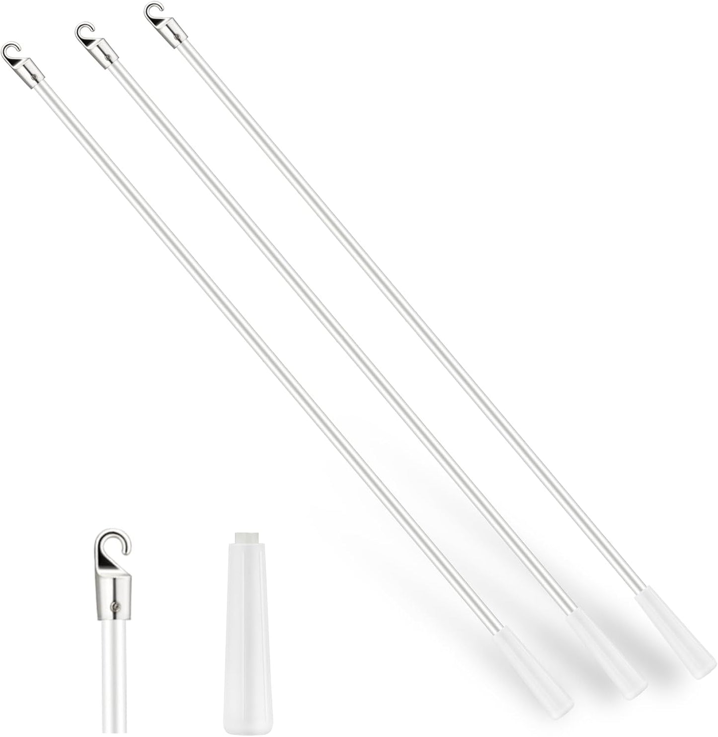 JUYO VONSAN 3Pcs 12 Inches Blinds Wand Replacement With Hook, Extension and Pull Fiberglass Wand (3, 12 Inch)