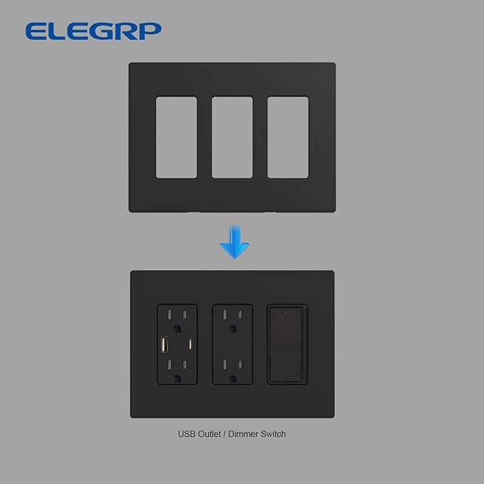 ELEGRP 3-Gang Screwless Decorative Wall Plates, Mid-Size Unbreakable - Image 5