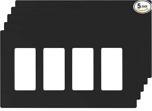 ELEGRP 4-Gang Screwless Decorative Wall Plates, Mid-Size Unbreakable by ELEGRP%7CELEGROUP