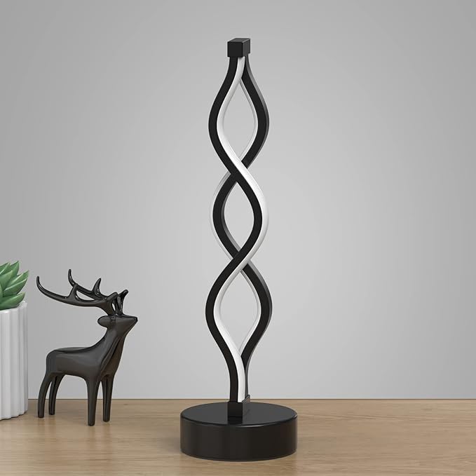NUÜR Infinity Spiral LED Table Lamp Black, Dimmable Metallic Bedside Lamp - Image 2