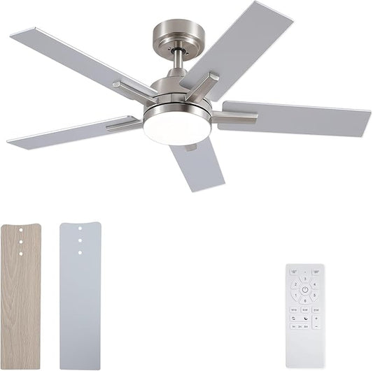 SODSEA Ceiling Fans with Lights, 42 Inch Nickel Ceiling Fan with Light and by SODSEA