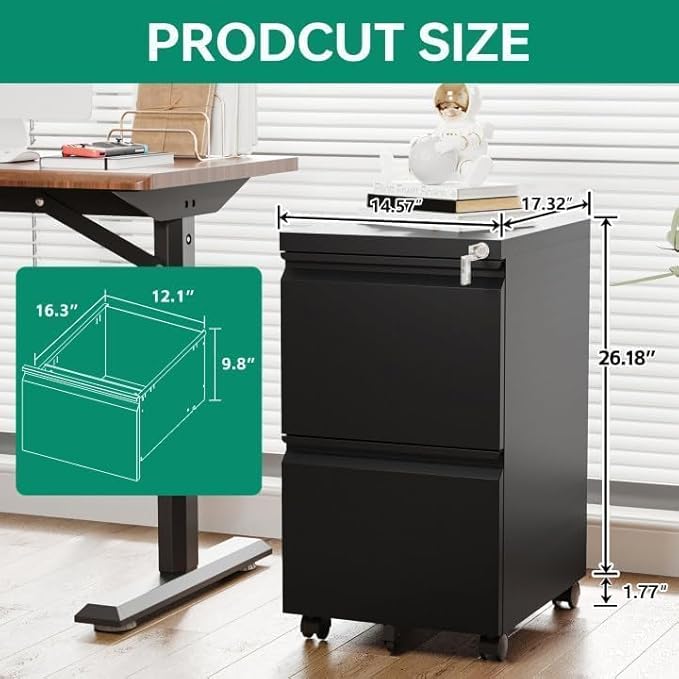Letaya 2 Drawer Mobile File Cabinet - Image 3